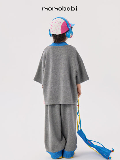 Contrast Rib Tee Long Pants ロゴTシャツ ロングパンツ セット【mh0013008】