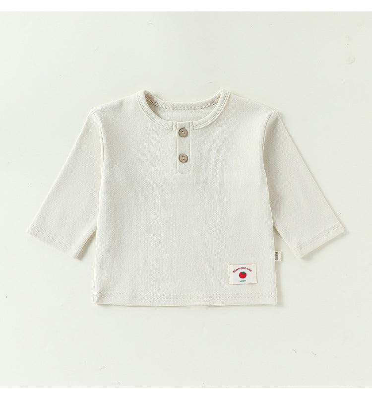 ベビー キッズ プリント ヘンリーネック 長袖Tシャツ【mh0014135】