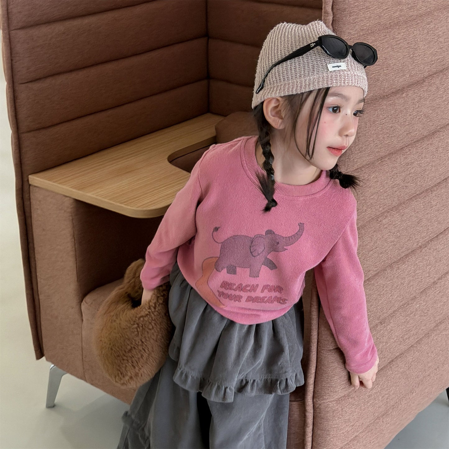 Kids Elephant Print Long Sleeve T-shirt [mh0014054]
