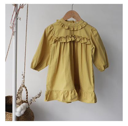 Ruffle Collar Layered Princess Dress フリル 長袖ワンピース【mh0012629】