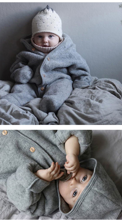 長袖フーディジャンプスーツ シンプルロンパース【mh0011704】