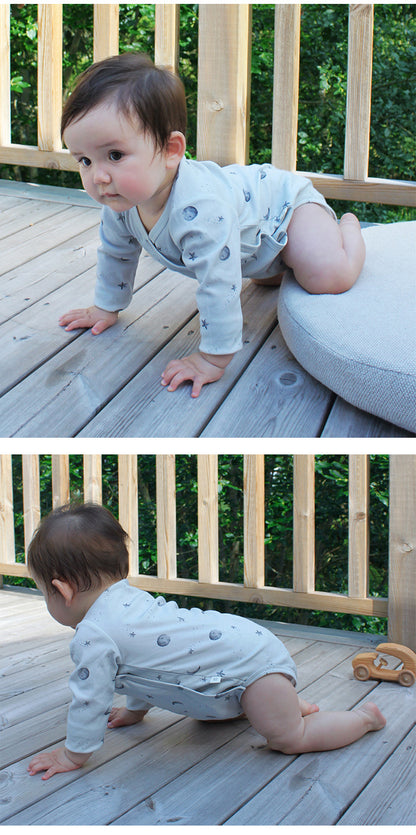 長袖肌着ロンパース/パンツ アニマル/星月プリント ボディスーツ【mh0011724】