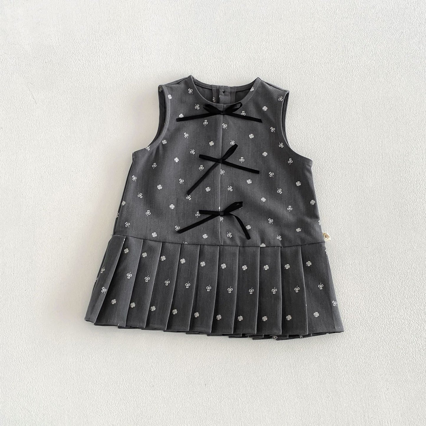 Camisa de manga larga con cuello grande y lazo, y pichi para niños [mh0014034]