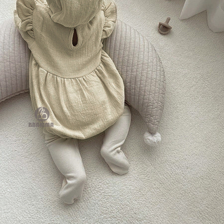Fawn Embroidered Ruffle Bodysuit 小鹿 刺繍 フリル 長袖ロンパース【mh0012696】