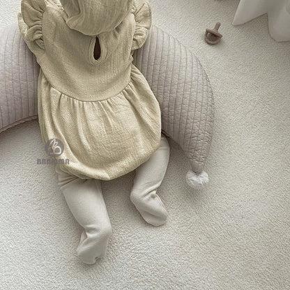 Fawn Embroidered Ruffle Bodysuit 小鹿 刺繍 フリル 長袖ロンパース【mh0012696】