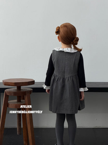 Camiseta de manga larga con cuello de volantes y vestido sin mangas para niña 【mh0014659】