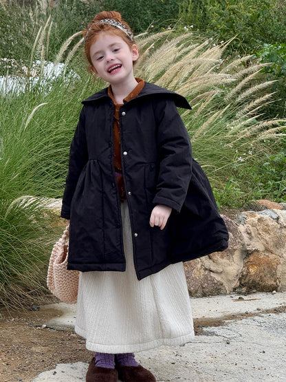 ミドル丈コート ラペル襟 キルティング Aライン 中綿入り アウター【mh0011732】