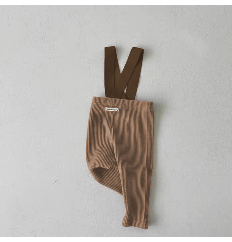 Ribbed Suspender Long Pants リブ編み サスペンダー レギンスパンツ【mh0013030】