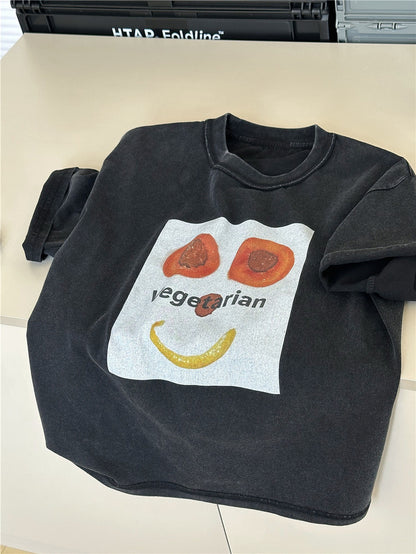 Vegetable Graphic Tee スマイルプリント 半袖Tシャツ【mh0012954】
