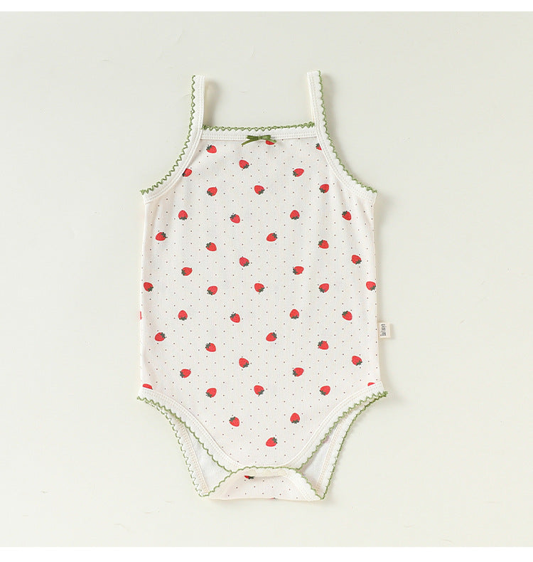 Printed Camisole Romper チェリー ストロベリー キャミソールロンパース【mh0013025】