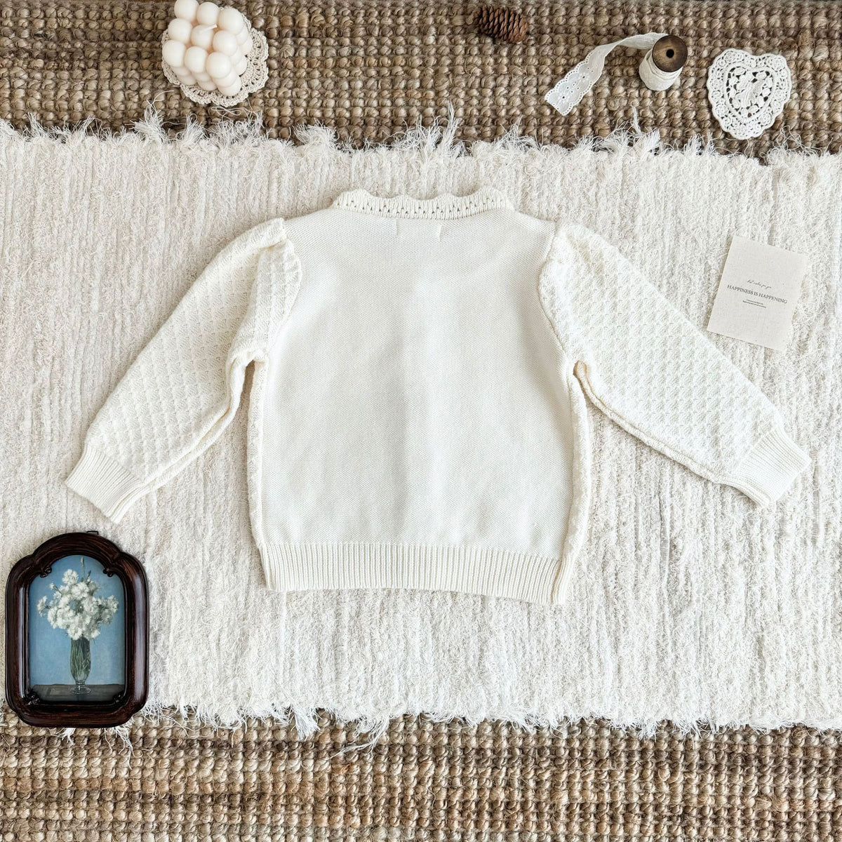 キッズ フラワー 刺繍 ニット カーディガン【mh0014612】
