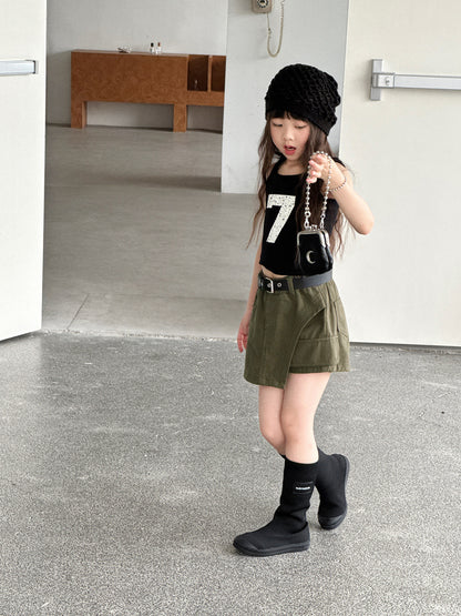 Asymmetry Mixed Media Shorts アシンメトリー キュロットパンツ【mh0013066】