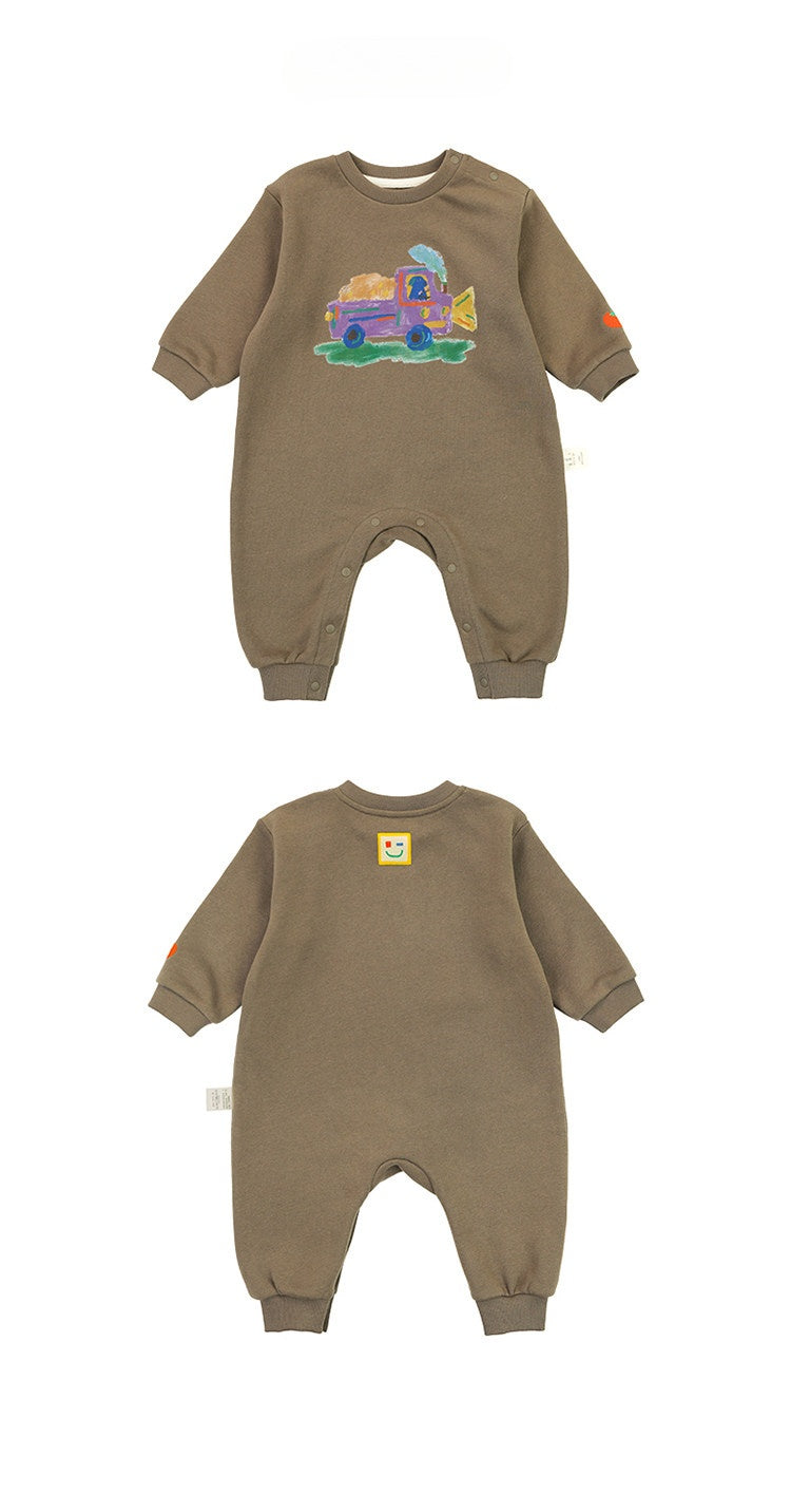 Mameluco estampado holgado con forro polar para bebé [mh0014193]