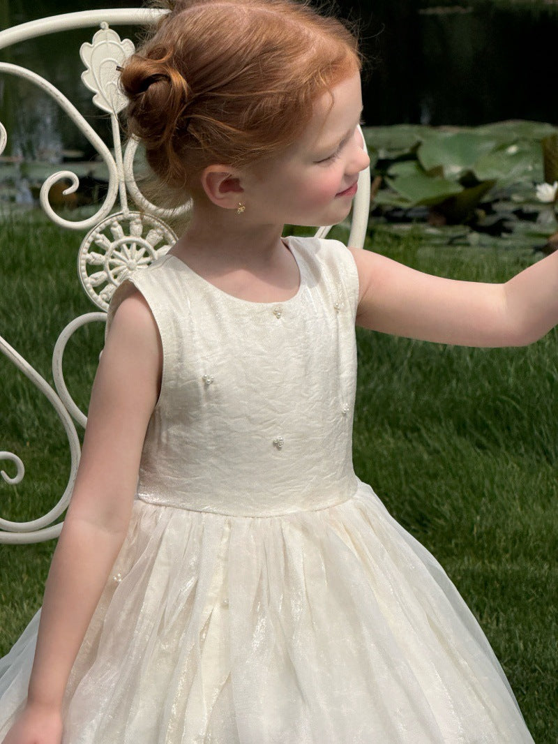 Sleeveless Beaded Princess Dress Satin Tulle チュール ノースリーブワンピース【mh0013234】
