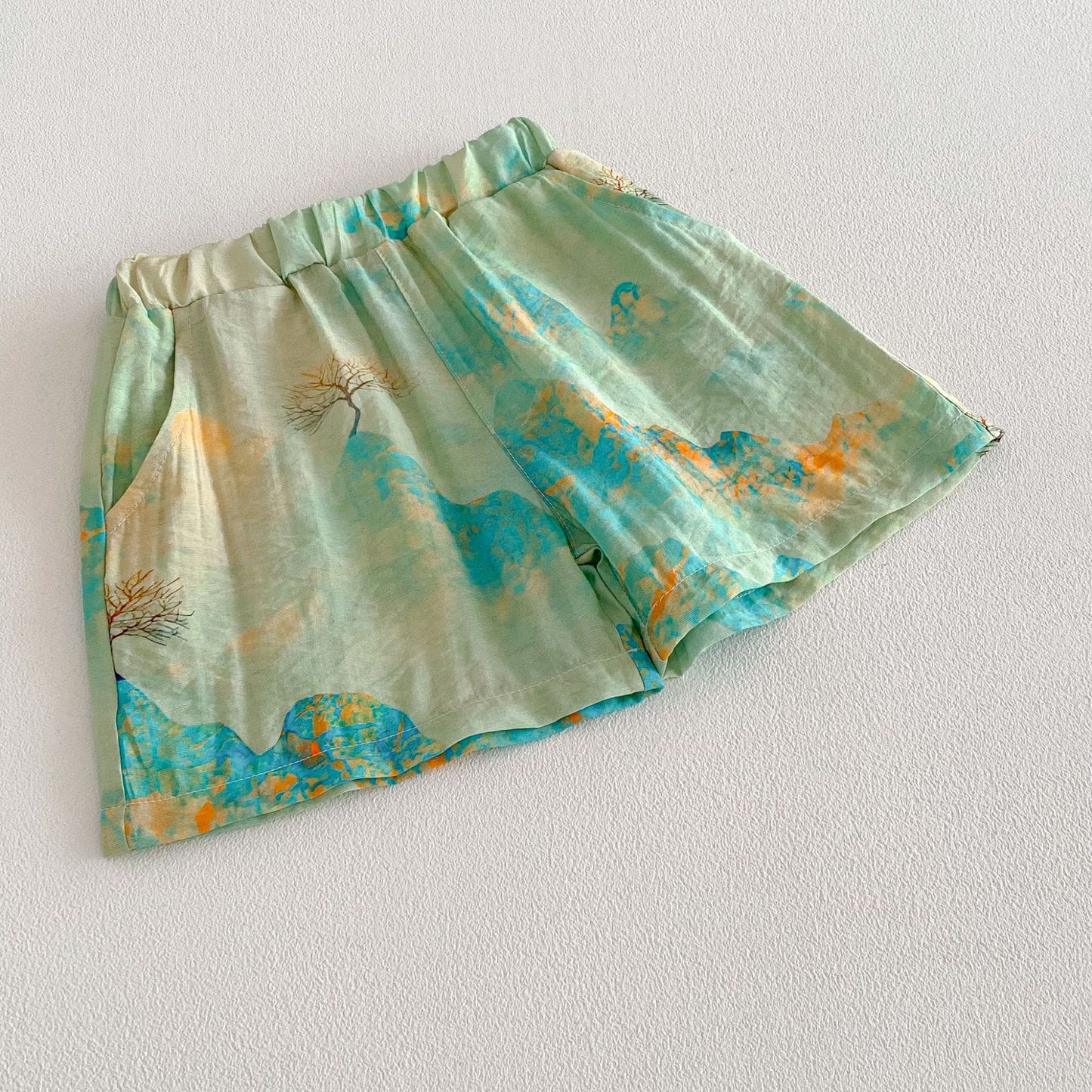 Chinese Style Printed Button Set オリエンタル 花柄 半袖 セットアップ【mh0012718】