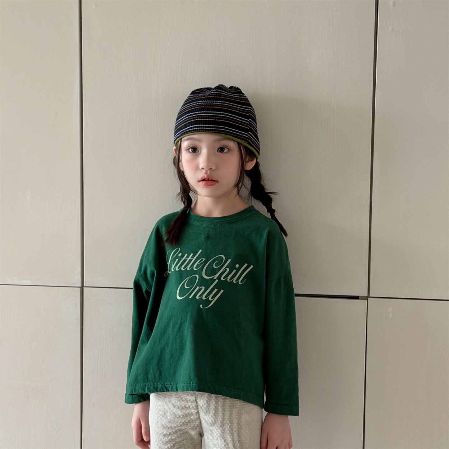 キッズ 英字プリント ルーズ 長袖Tシャツ【mh0014050】
