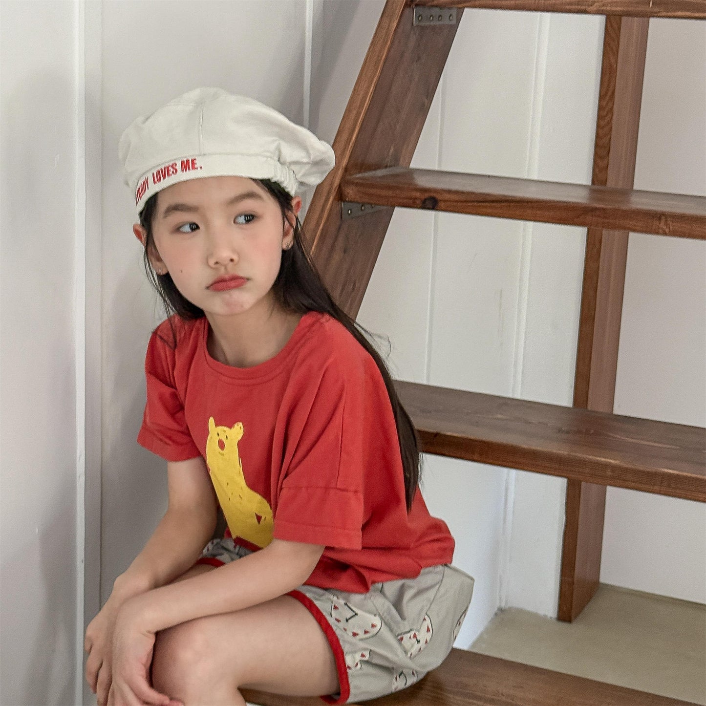 Boiled Egg Bear Graphic T-Shirt コットン クルーネック Tシャツ【mh0012652】