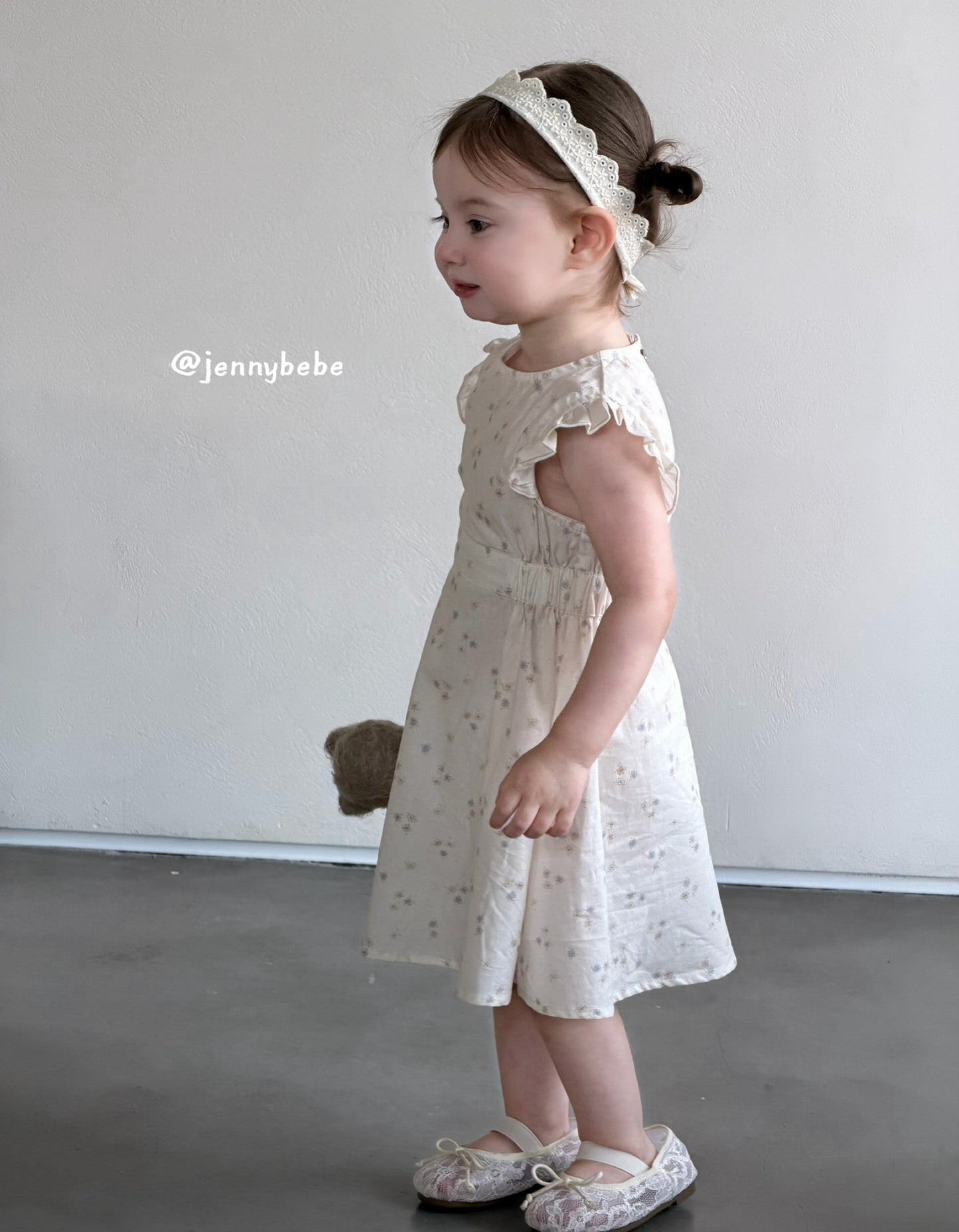 Floral Cotton Frill Dress 花柄 コットン 袖フリル ワンピース【mh0012550】