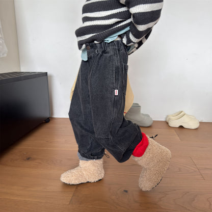 Pantalones vaqueros holgados de pierna cónica para niños【mh0014537】