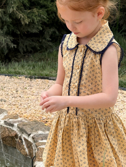 Floral Collar Lace Sleeveless Dress レトロ ノースリーブワンピース【mh0013242】