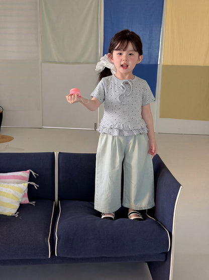 Polka Dot Tiered Ruffle T-Shirt ドット柄 半袖Tシャツ【mh0013118】