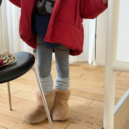 レギンスパンツ 裏起毛 ロゴ刺繍 ドッキング リブ ボトムス【mh0011611】