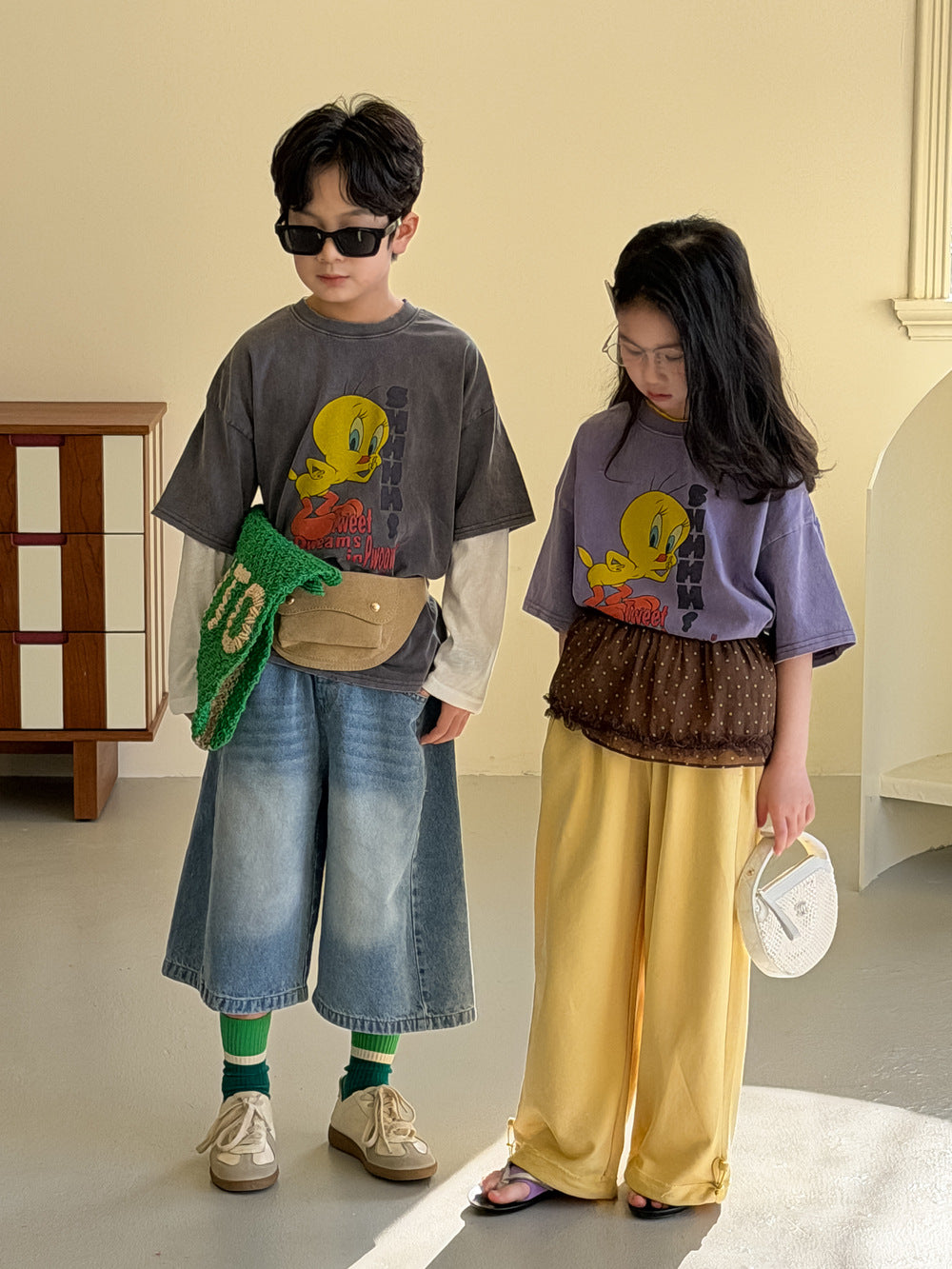 Bird Print Cotton T-shirt バード プリント 半袖Tシャツ【mh0012513】