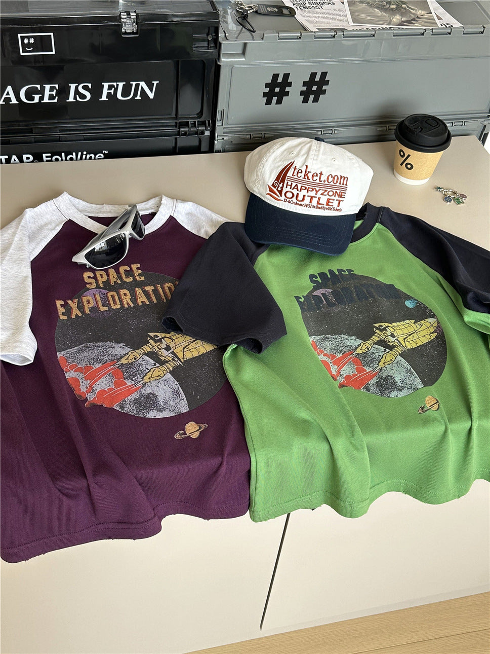 Space Explorer Raglan T-shirt ラグラン 宇宙 Tシャツ【mh0012944】