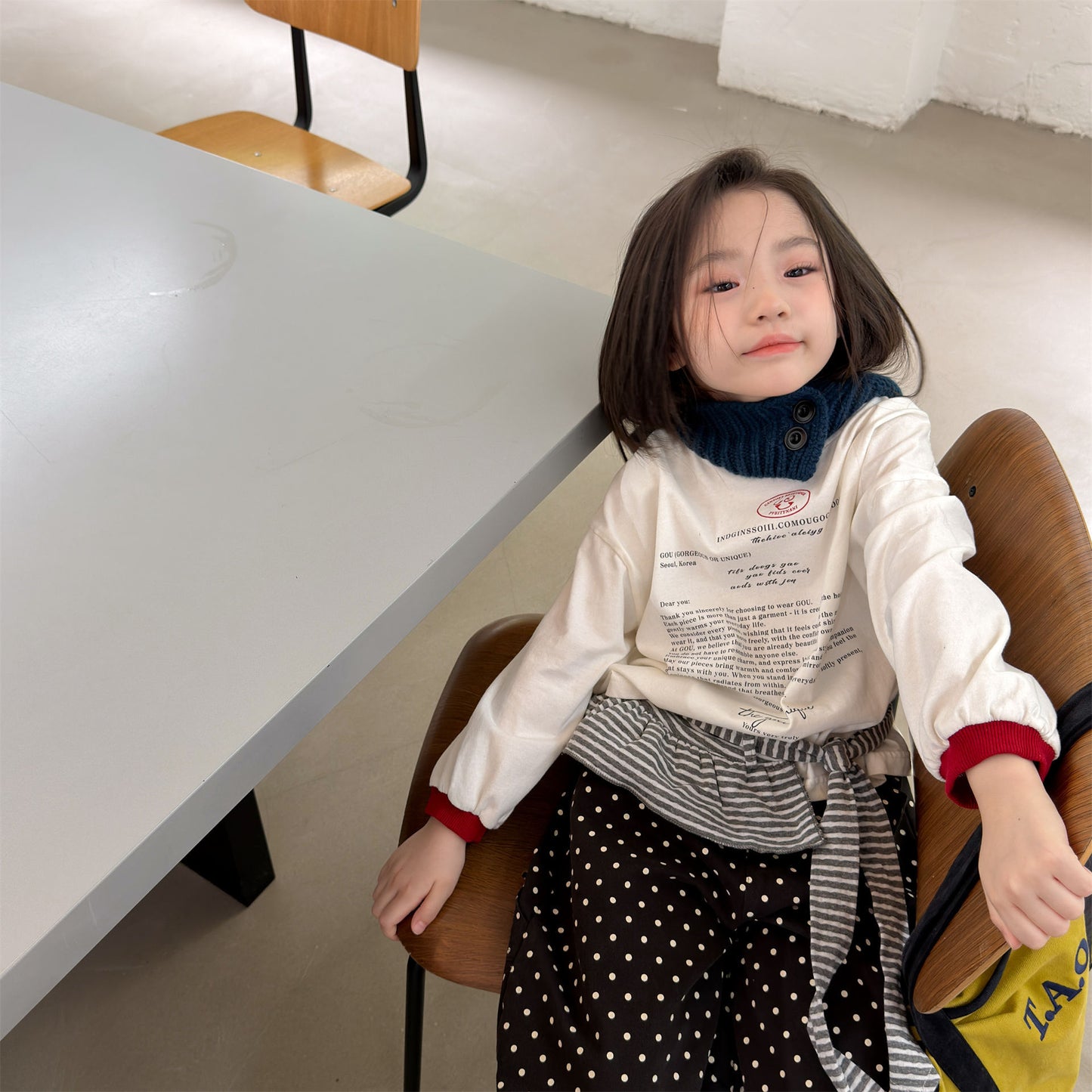 Kids' Color-Blocked Ringer Loose-Fit Letter-Printed Striped Long-Sleeved T-Shirt [mh0014062]