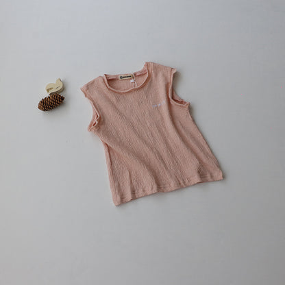 Paris Embroidered Textured Cotton Vest 刺繍 ノースリーブTシャツ【mh0012628】