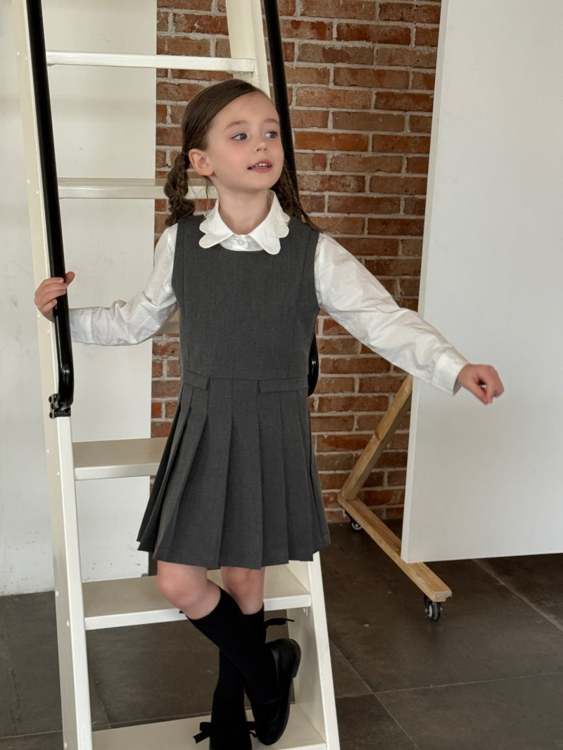 Kids' Sleeveless Pleated Dress with Waist Seam【mh0014072】