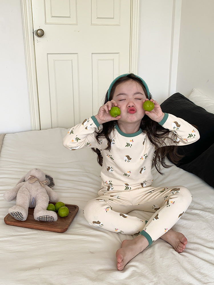 Long Sleeve Printed Pajamas 長袖 プリント パジャマ セット【mh0012243】