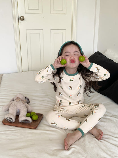 Long Sleeve Printed Pajamas 長袖 プリント パジャマ セット【mh0012243】