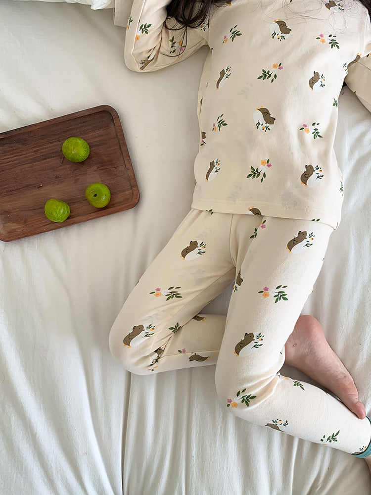 Long Sleeve Printed Pajamas 長袖 プリント パジャマ セット【mh0012243】