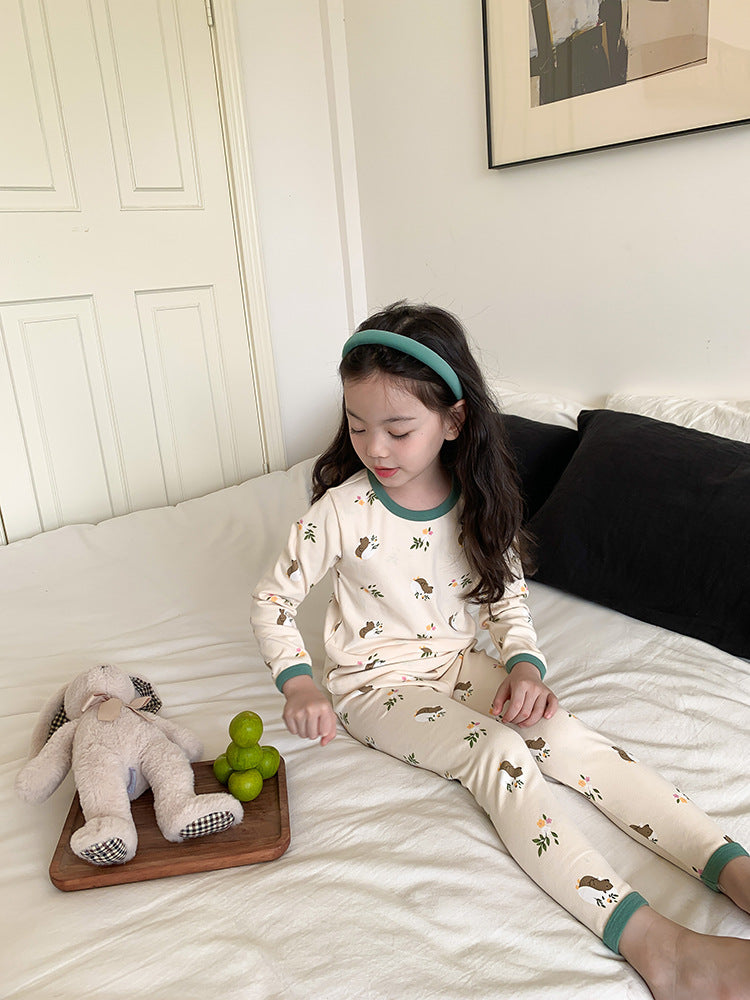 Long Sleeve Printed Pajamas 長袖 プリント パジャマ セット【mh0012243】