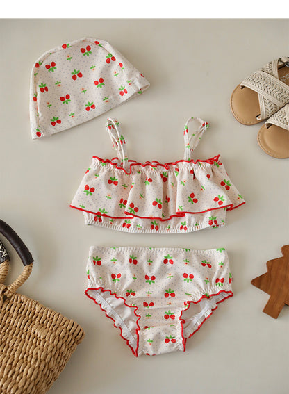 UPF50 Plus Cherry Heart Printed Bikini チェリー ハート 水着【mh0012596】