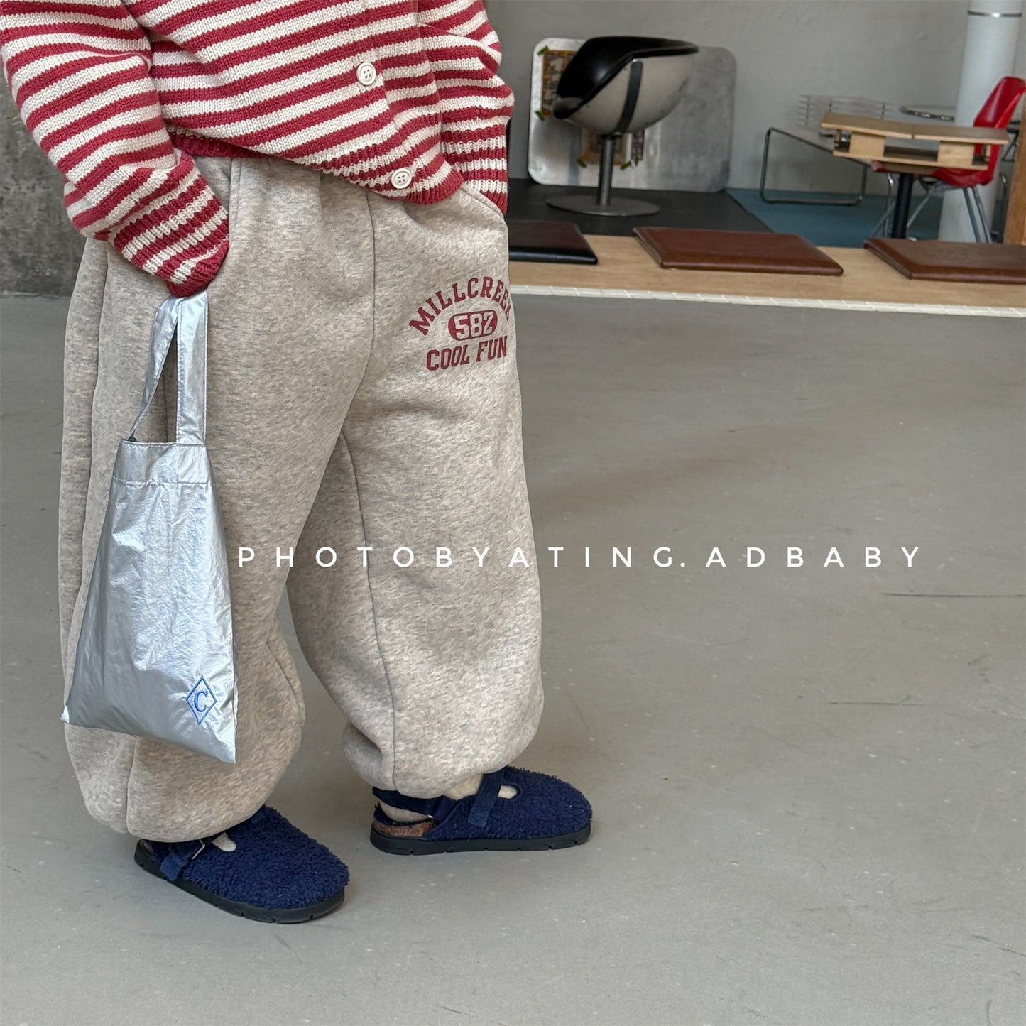 スウェットパンツ 裏ボア ロゴ刺繍 ゆったり ジョガーボトムス【mh0011607】