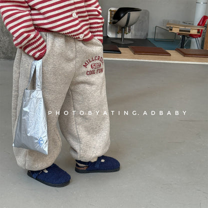 スウェットパンツ 裏ボア ロゴ刺繍 ゆったり ジョガーボトムス【mh0011607】