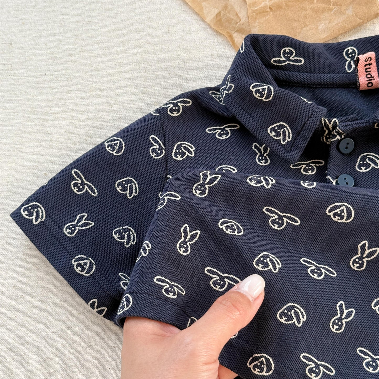 Rabbit Print Pique Cotton Polo Shirt 半袖 ポロシャツ【mh0012647】