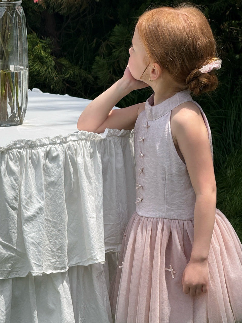 Bow Tulle Halter-Neck Elegant Princess Dress チュール ホルターネックワンピース【mh0013239】