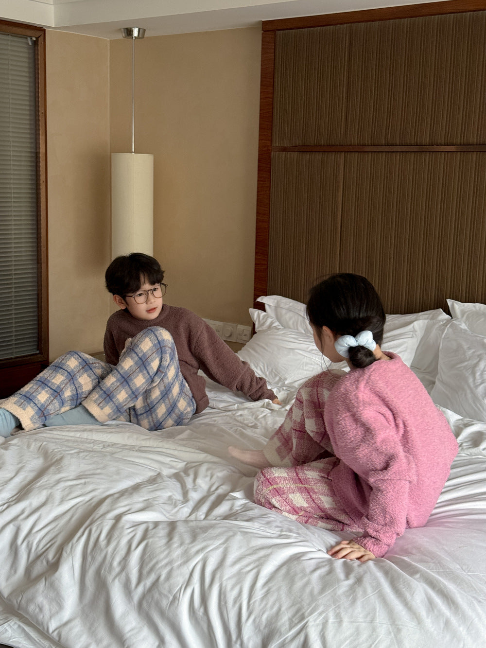 パジャマ キッズ モコモコ 裏起毛 厚手 セットアップ チェック柄 ルームウェア【mh0011660】