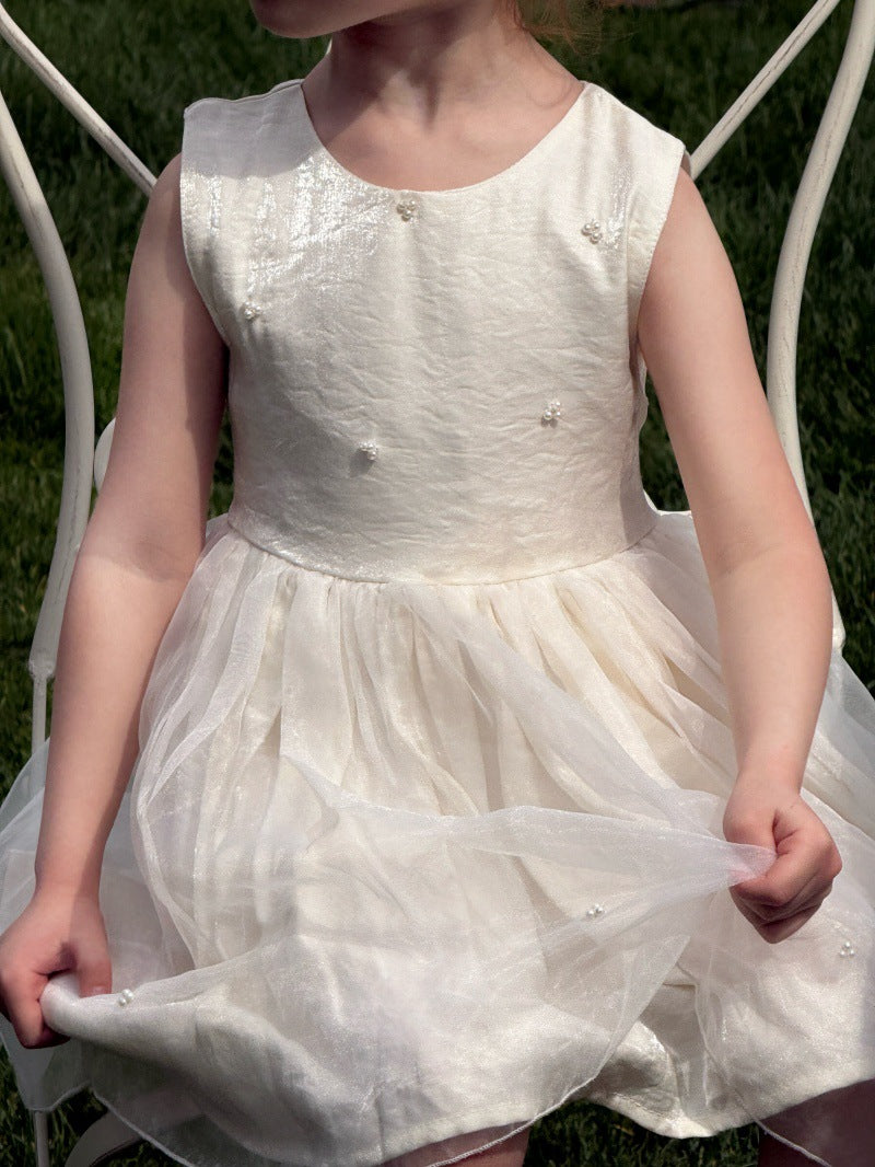 Sleeveless Beaded Princess Dress Satin Tulle チュール ノースリーブワンピース【mh0013234】