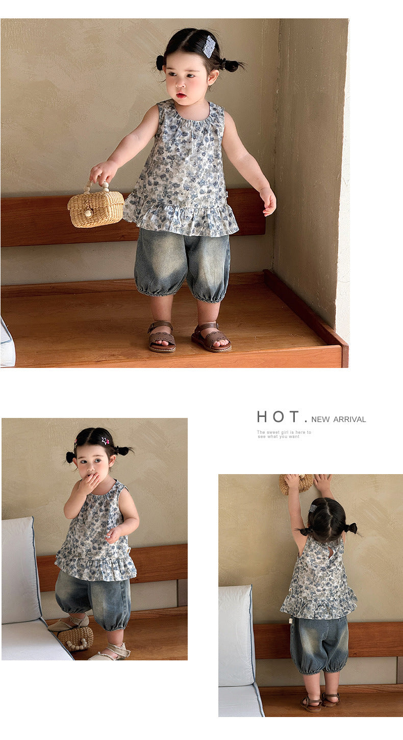 Vintage Floral Top フラワー ノースリーブチュニック【mh0012851】