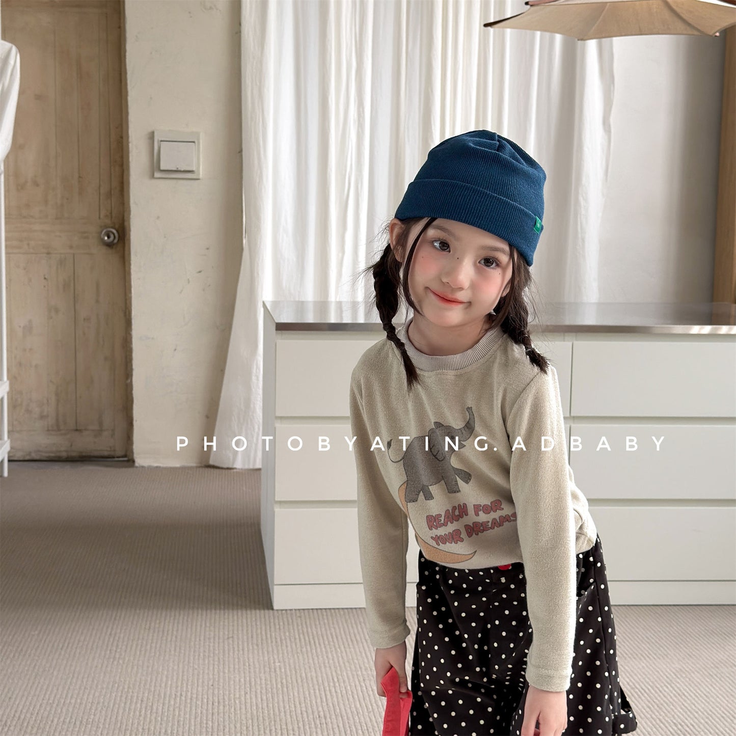 Kids Elephant Print Long Sleeve T-shirt [mh0014054]
