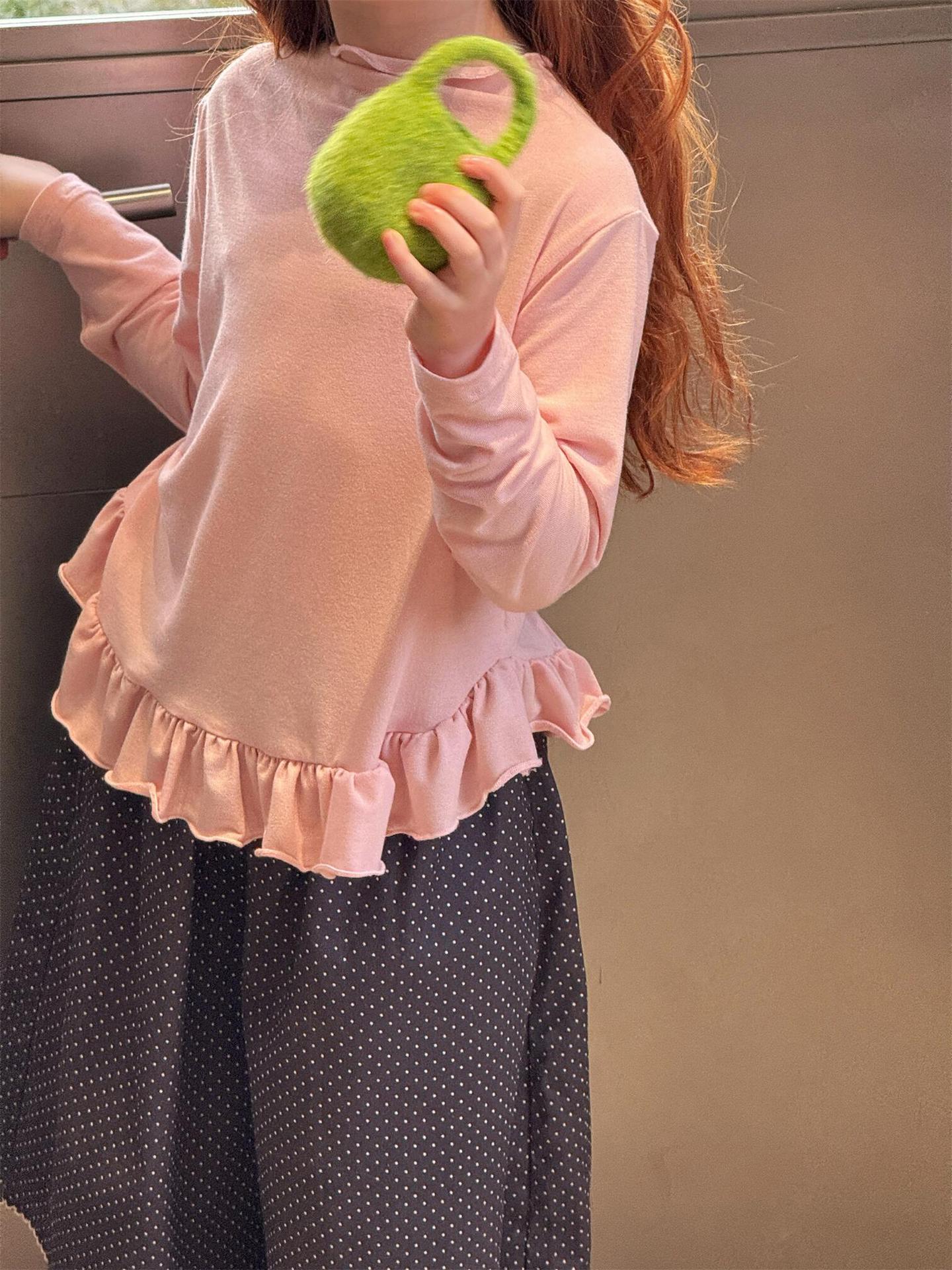 Solid Fungus Edge Soft Top メロウフリル リブトップス【mh0012225】