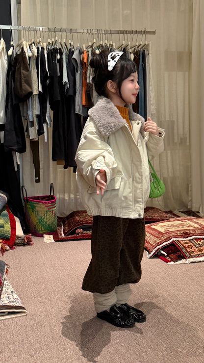 Chaqueta bomber acolchada con cuello de borreguito y cremallera para niños y jóvenes【mh0014688】