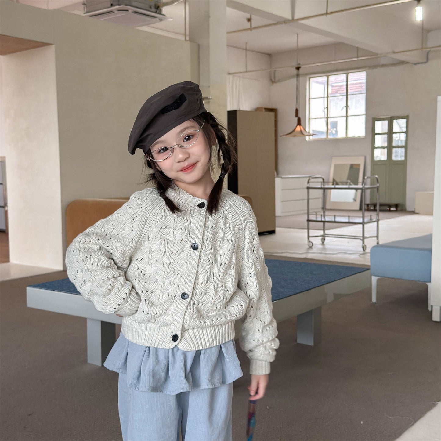 Kids' Openwork Long-Sleeve Knit Cardigan [mh0014055]