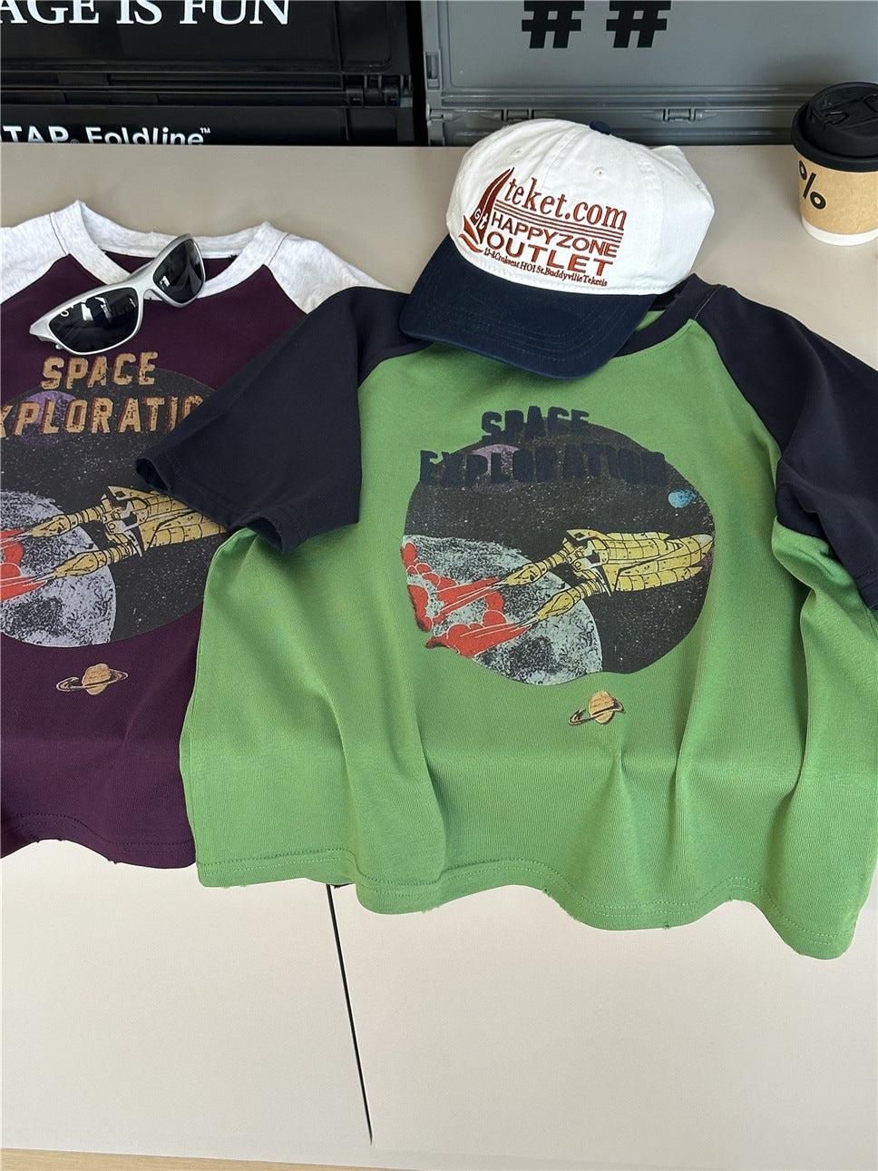 Space Explorer Raglan T-shirt ラグラン 宇宙 Tシャツ【mh0012944】