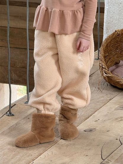 ボアパンツ ジョガー 裏起毛 ロゴ刺繍 ゆったり カジュアル ボトムス【mh0011623】