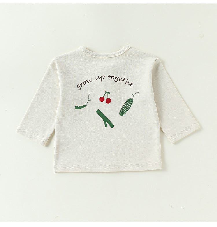 ベビー キッズ プリント ヘンリーネック 長袖Tシャツ【mh0014135】